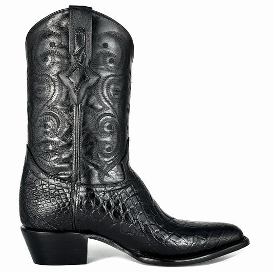 Cowboy Oval Clásica Cocodrilo Alligator Negro
