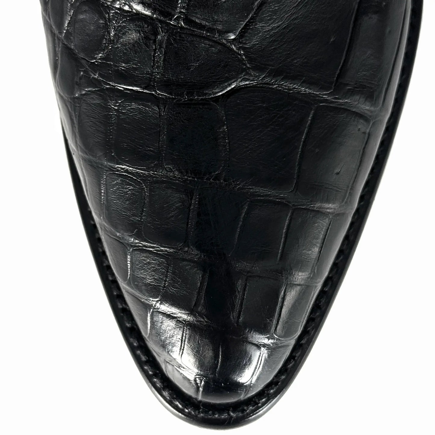 Cowboy Oval Clásica Cocodrilo Alligator Negro