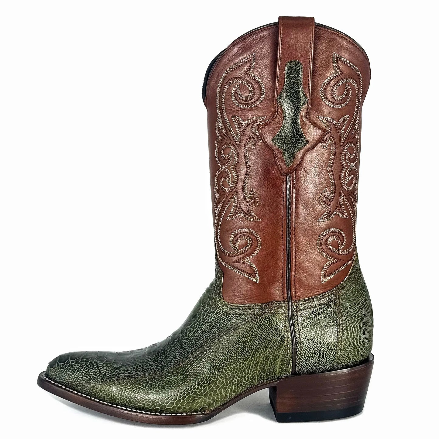 Cowboy Oval Clásica Pata Avestruz Verde