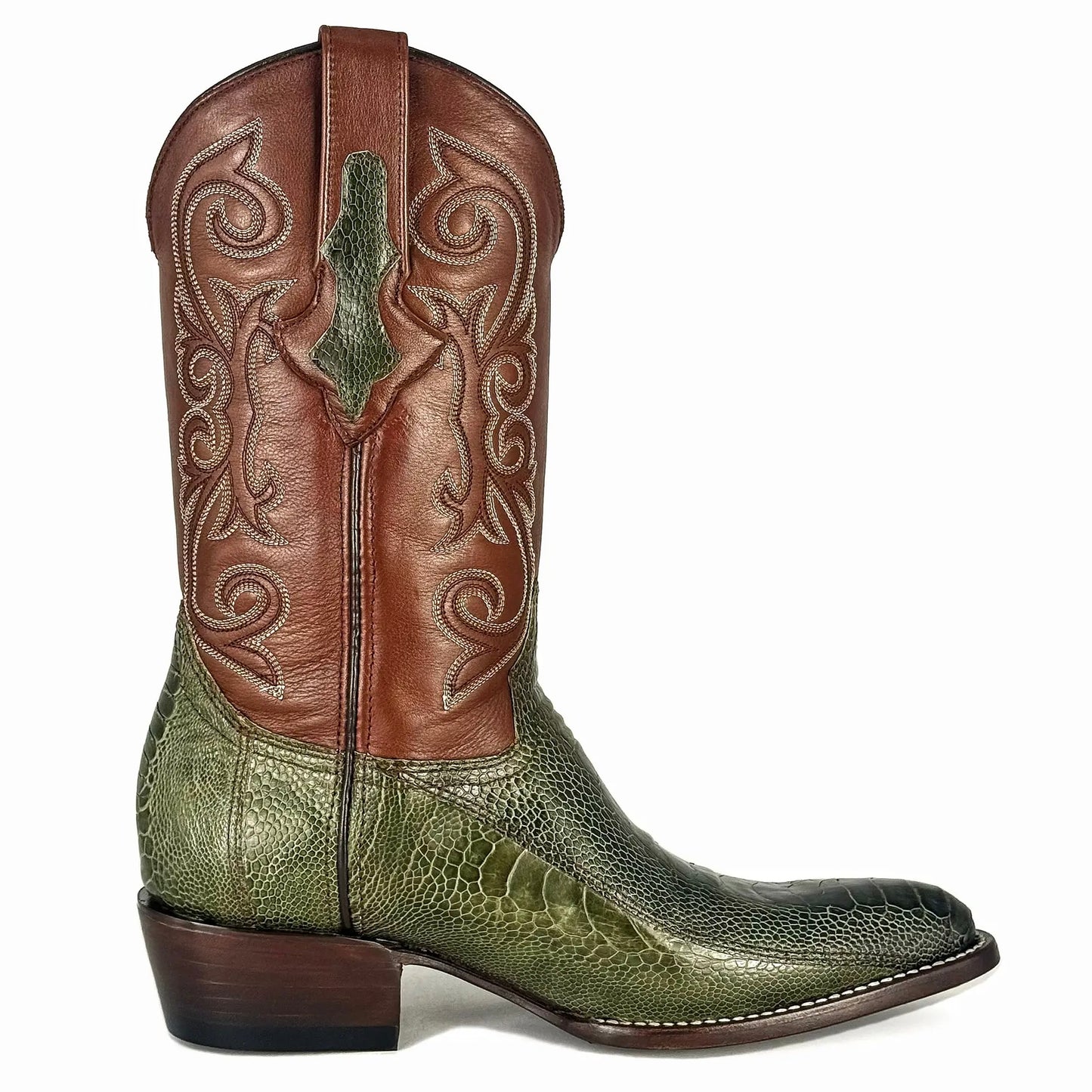 Cowboy Oval Clásica Pata Avestruz Verde