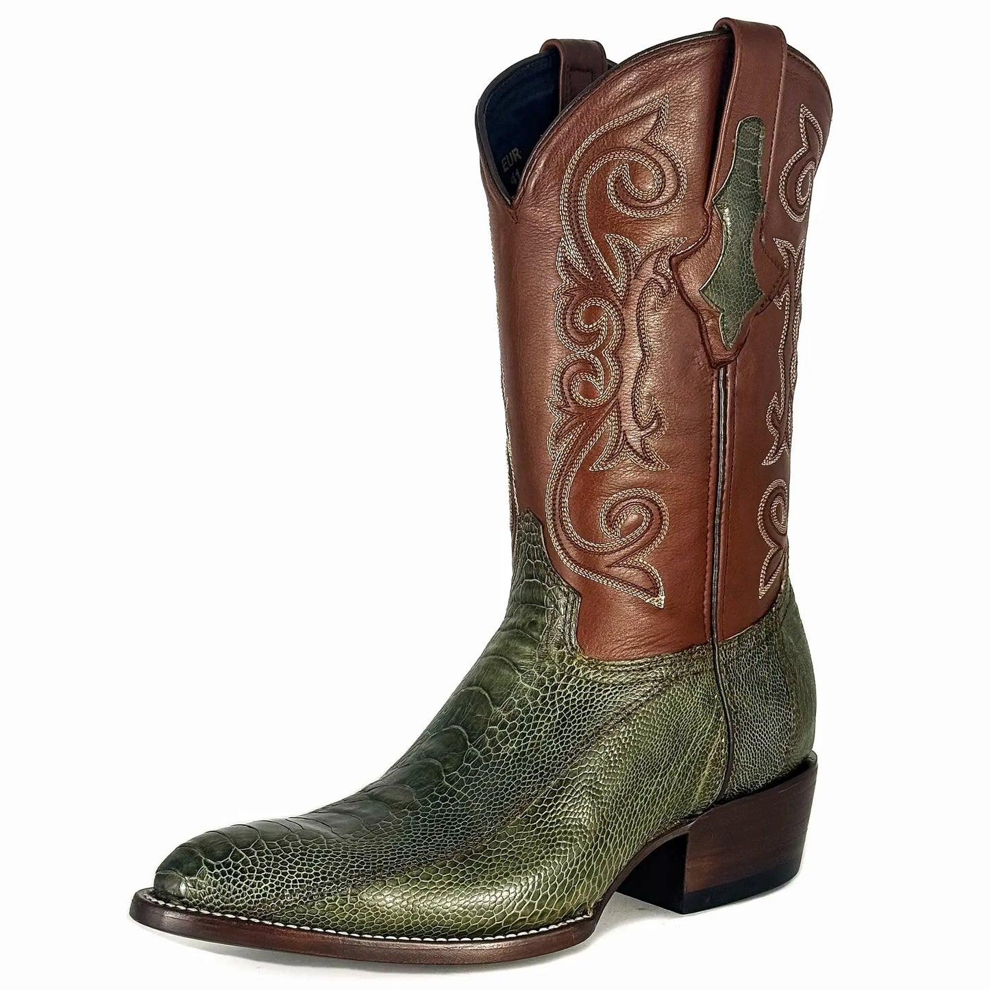Cowboy Oval Clásica Pata Avestruz Verde