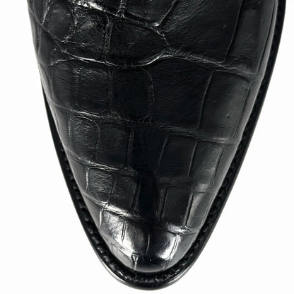 Cowboy Oval Clásica Cocodrilo Alligator Negro