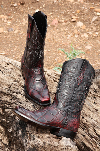Cowboy Nevada Cocodrilo Alligator Black Cherry
