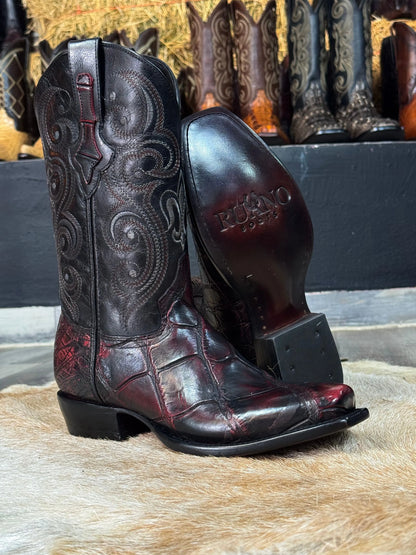 Cowboy Nevada Cocodrilo Alligator Black Cherry