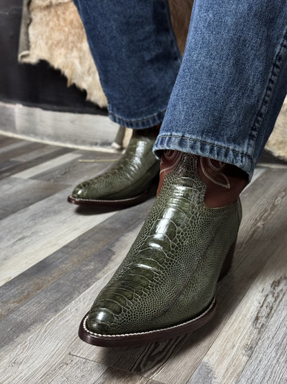 Cowboy Oval Clásica Pata Avestruz Verde